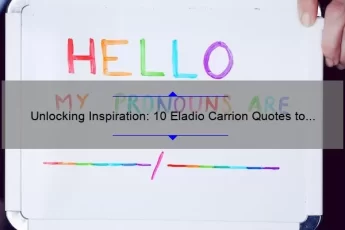 Unlocking Inspiration: 10 Eladio Carrion Quotes to Fuel Your Creativity [Plus Tips for Applying Them to Your Life]